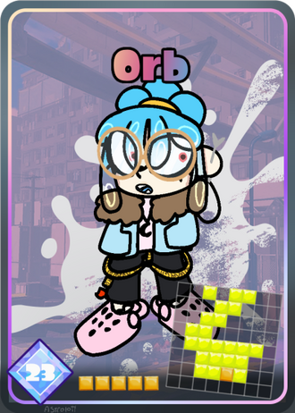 orbs custom tableturf card of the legendary status. its move is a slightly open pot